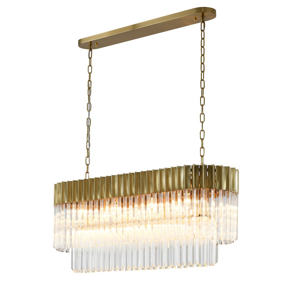12-Light Brass Chandelier With Clear Crystals. Picture 1