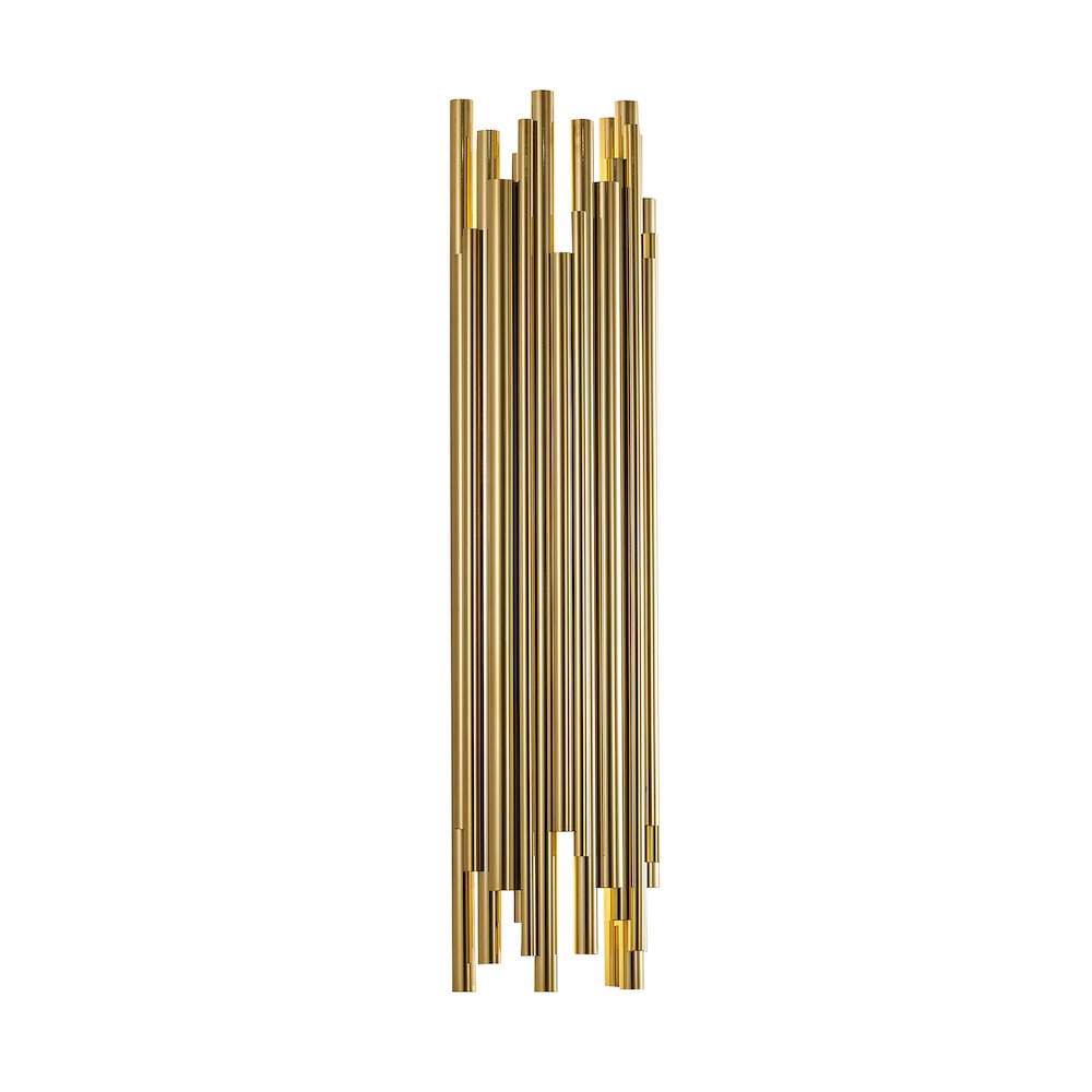 2-Light Gold Rod Stainless Steel Wall Sconce. Picture 1