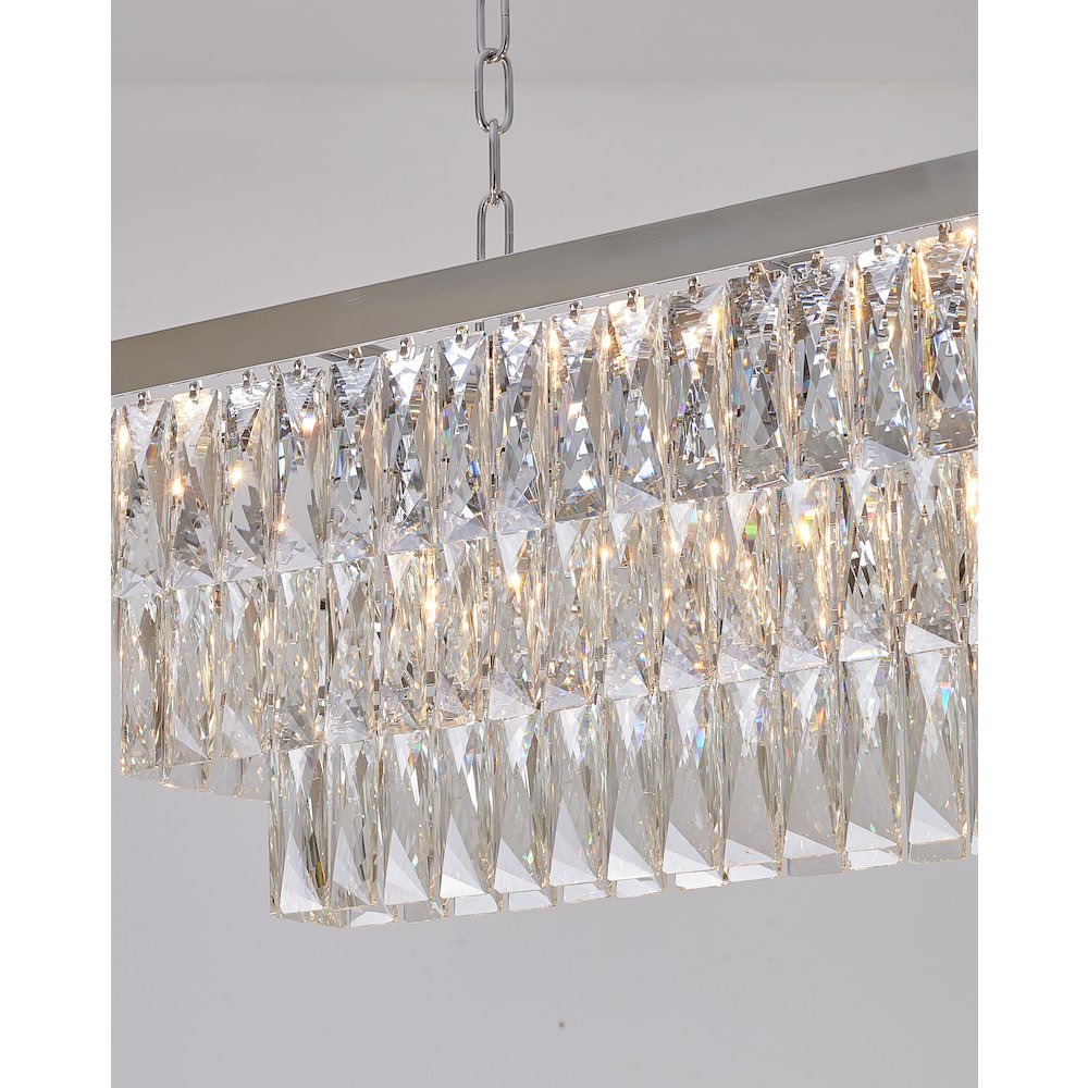 12-Light Chrome Metal Chandelier With Clear Crystal. Picture 4