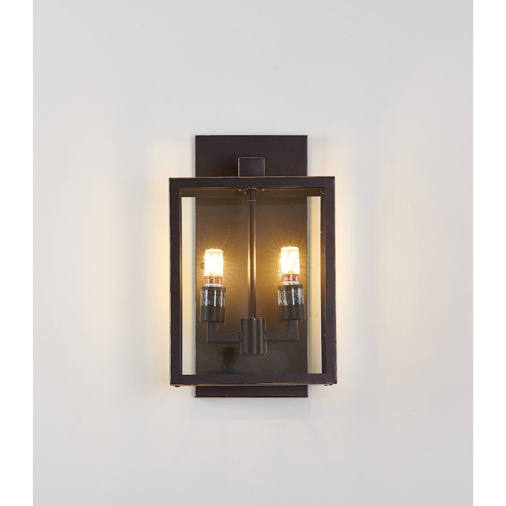 2-Light Oil Bronzed Black Outdoor Wall Sconce With A Glass Shade. Picture 2