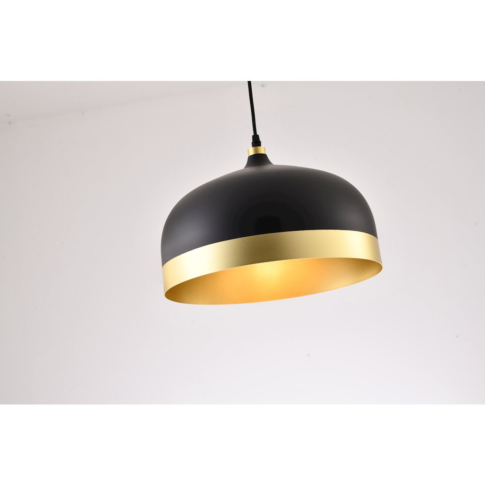 1-Light Black And Gold Aluminum Shade Pendant. Picture 3