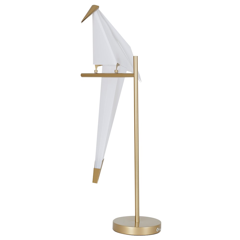 1-Light Gold LED Table Lamp With A White Plastic Bird. Picture 2