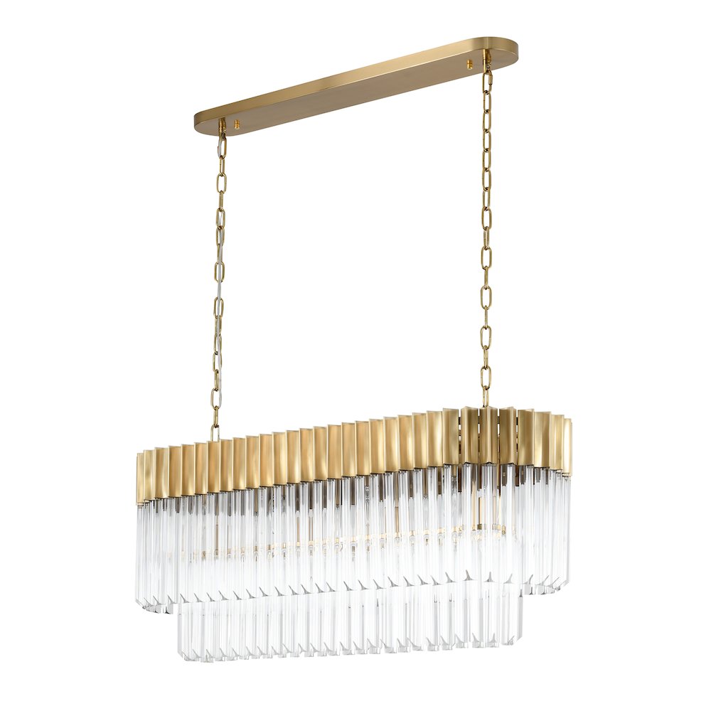 12-Light Brass Chandelier With Clear Crystals. Picture 2