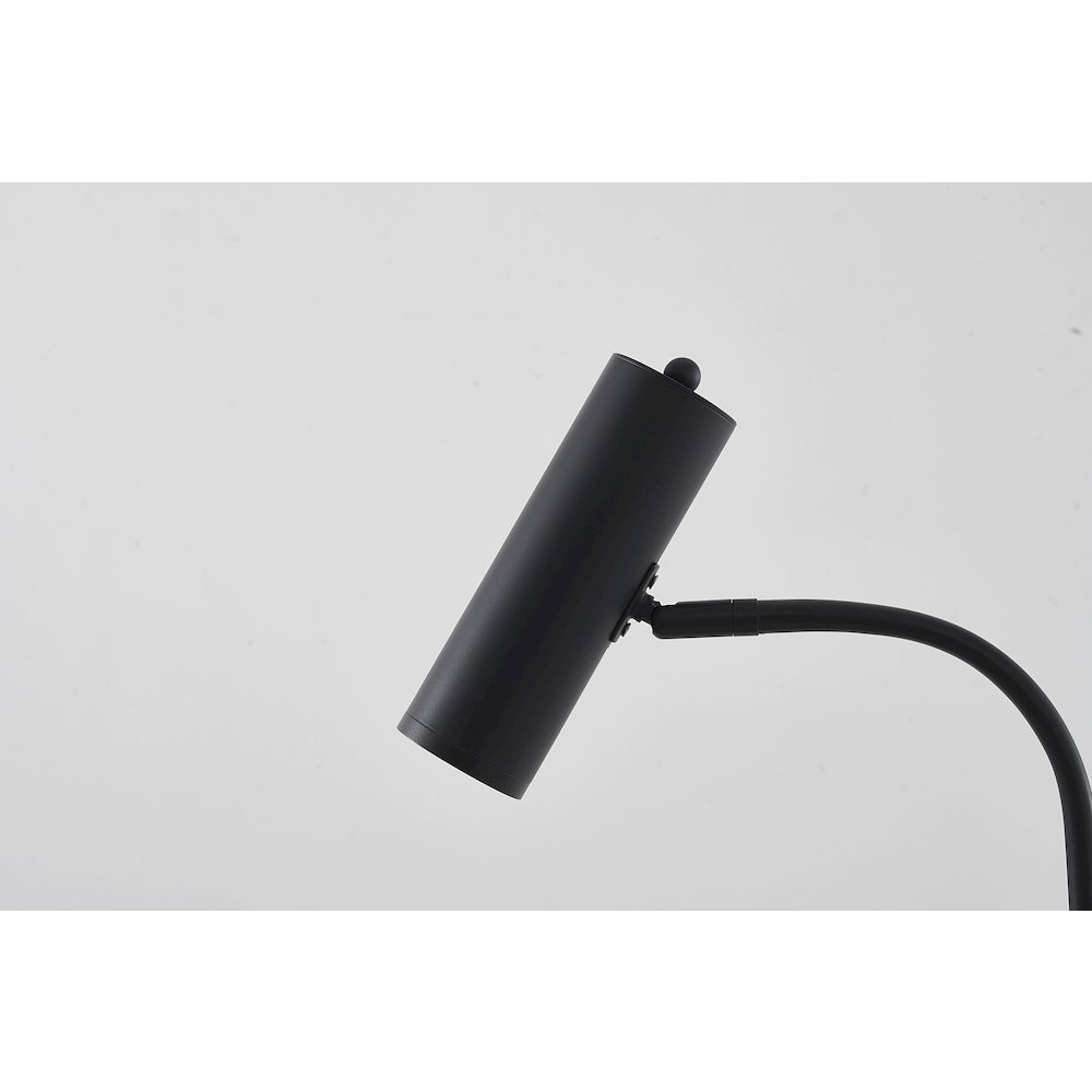 1-Light Matte Black Floor Lamp With A White Marble Base. Picture 3