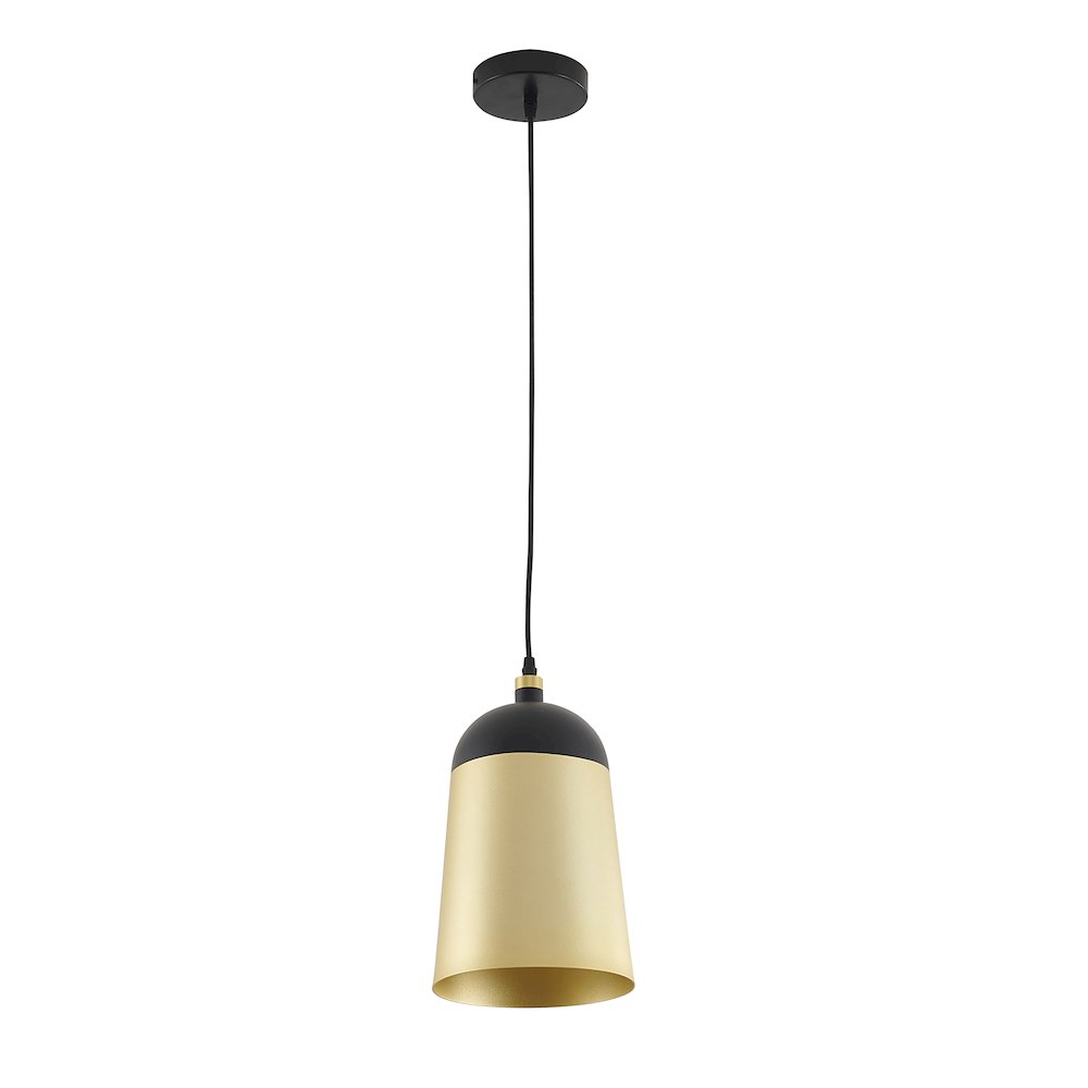 1-Light Black And Gold Aluminum Shade Pendant. Picture 2