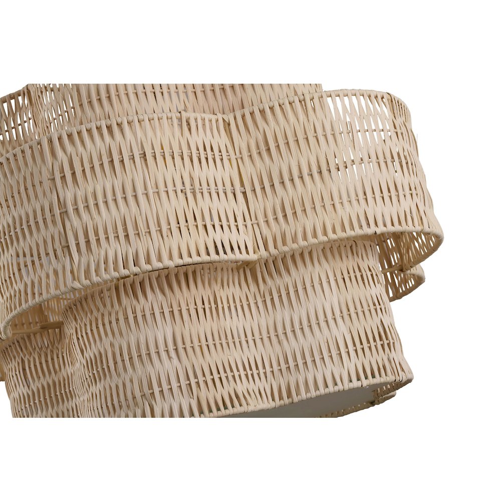 6-Light Brass Chandelier With A Nature Rattan Waved Basket Shade. Picture 4