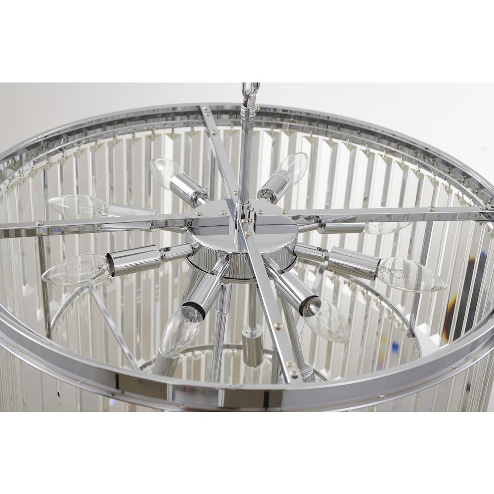 12-Light Chrome Chandelier With Clear Hanging Crystal. Picture 5