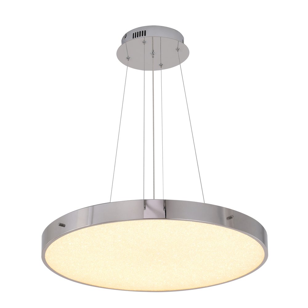 1-Light Chrome LED Chandelier With A Clear Acrylic Beaded Diffuser. Picture 1