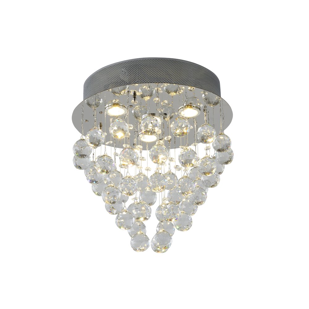 4-Light Chrome Flush Mount With Clear Crystals. Picture 1
