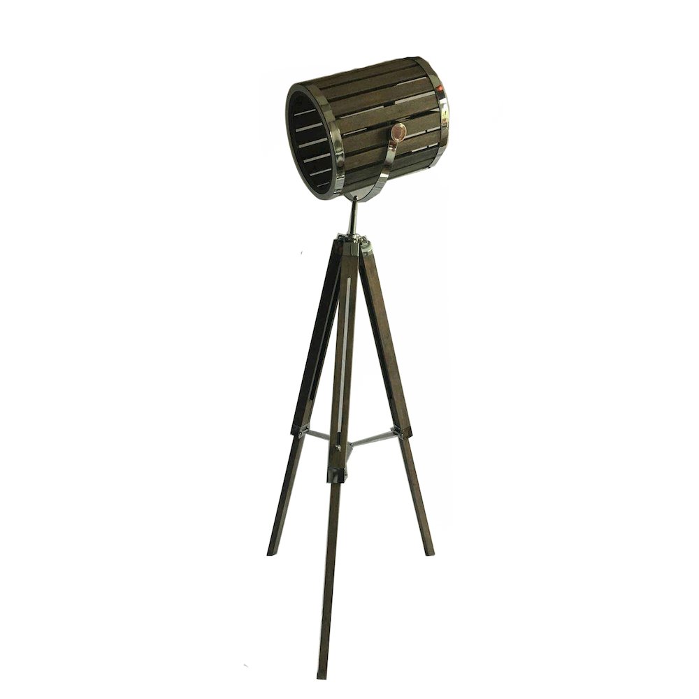1-Light Natural Wood Floor Lamp With Chrome Hardware. Picture 1