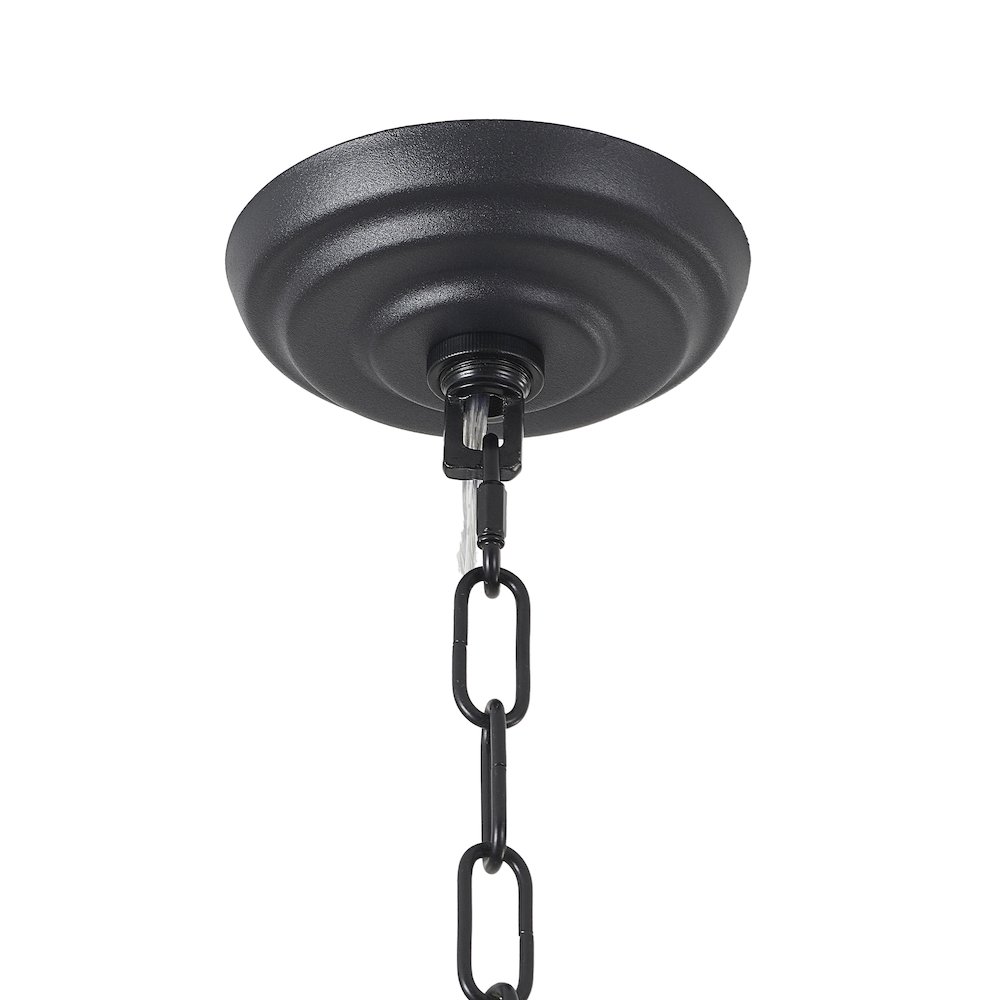 7-Light Satin Black Chandelier With Frosted White Glass Petals. Picture 11