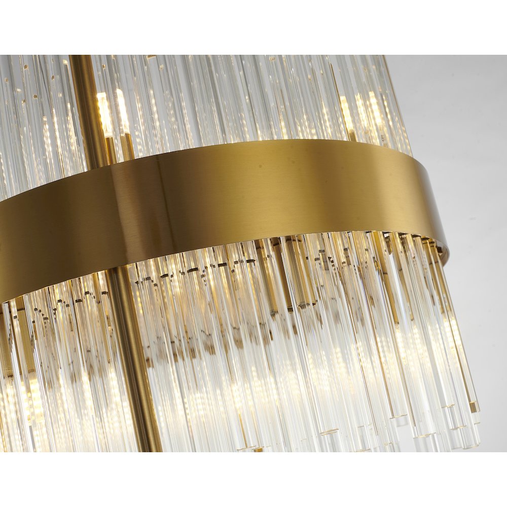 10-Light Gold Chandelier With Clear Glass Rods. Picture 4