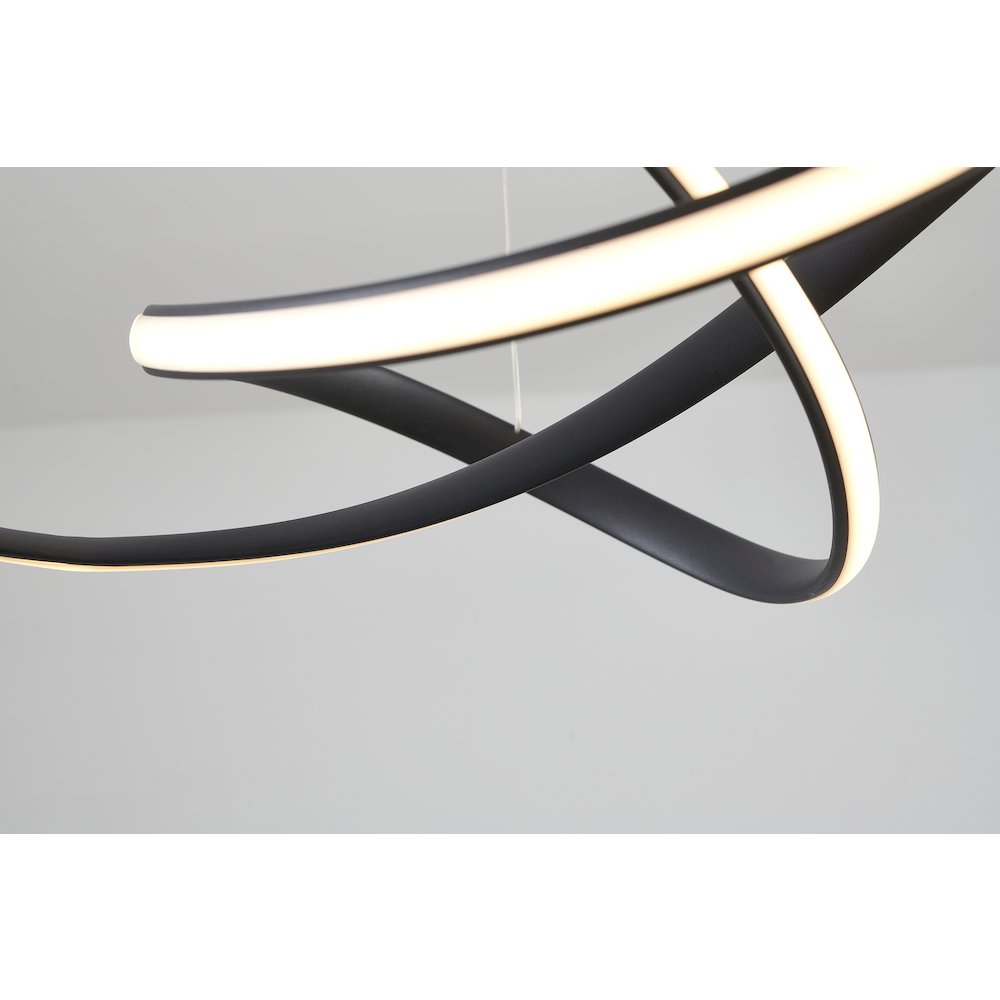 4-Light Matte Black Aluminum LED Chandelier With Acrylic Diffusers. Picture 4