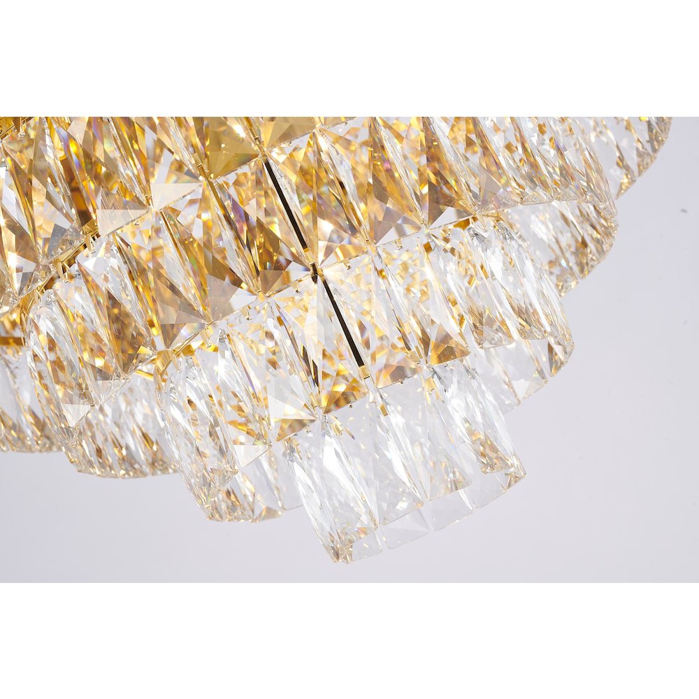 15-Light Gold Stainless Steel Chandelier With Clear Crystals. Picture 6