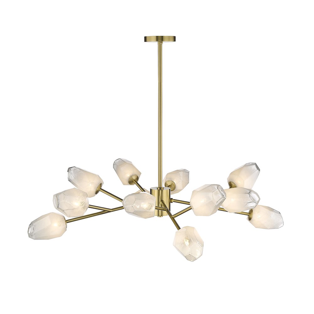 12-Light Gold Chandelier With White Glass Shades. Picture 3