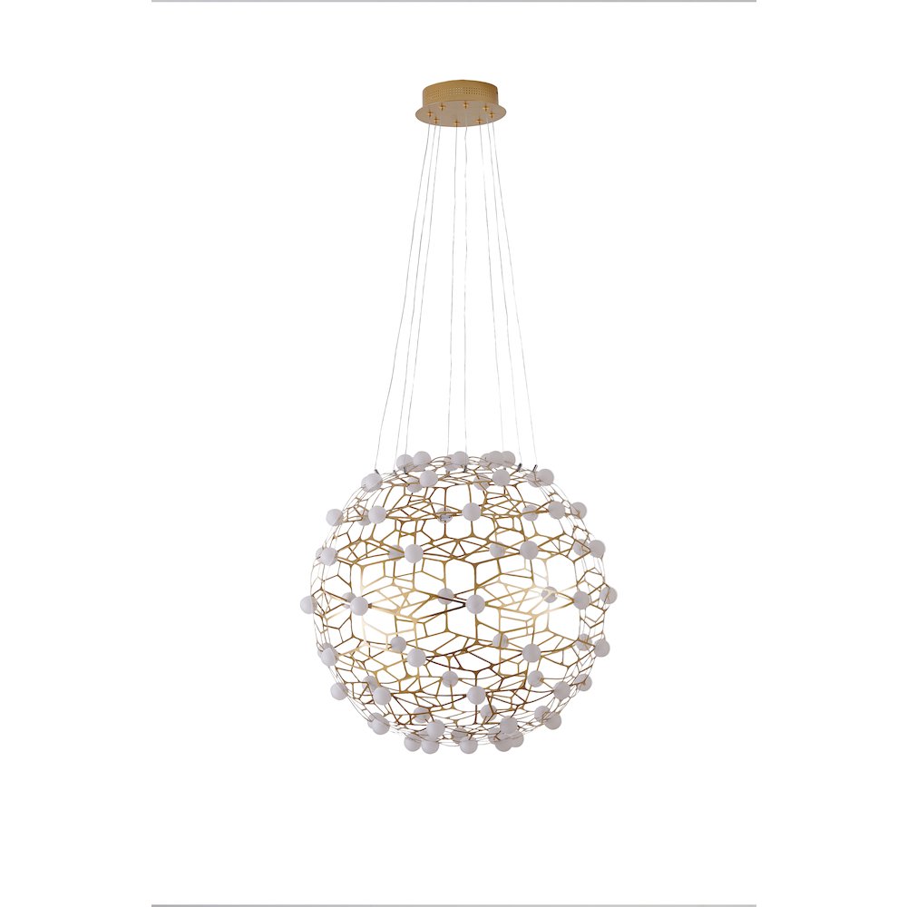 70-Light Gold Dimmable LED Chandelier With White Acrylic Diffusers. Picture 2