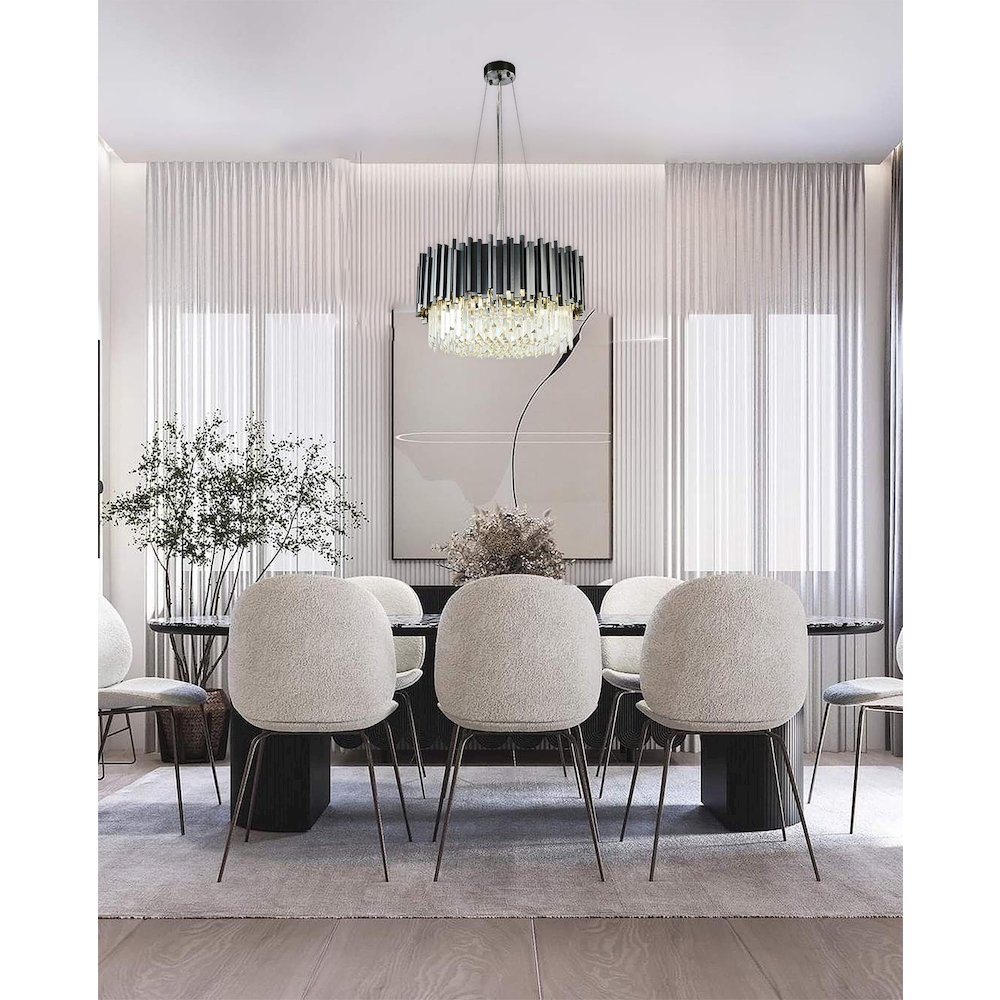 8-Light Black Stainless Steel Chandelier With Clear Crystals. Picture 8