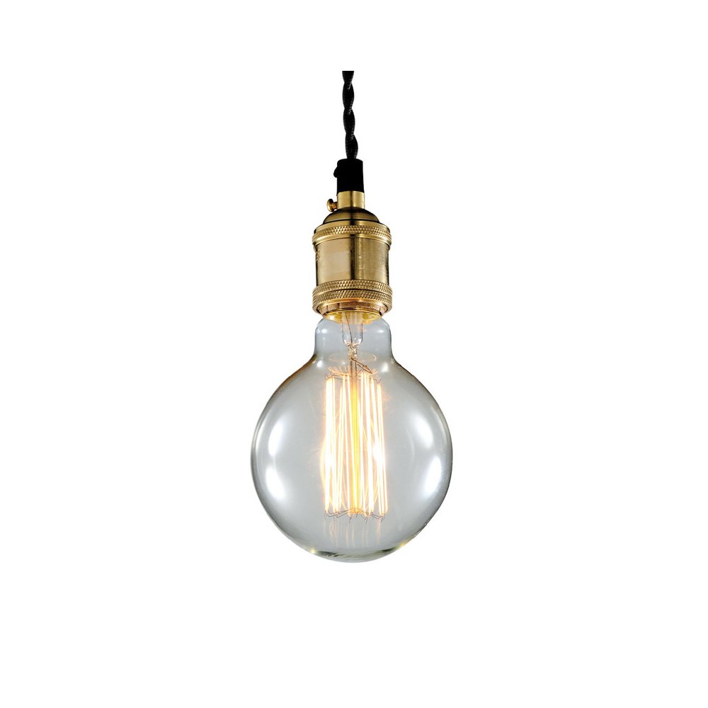 1-Light Black Fabric Twisted Cord Single Pendant. Picture 1
