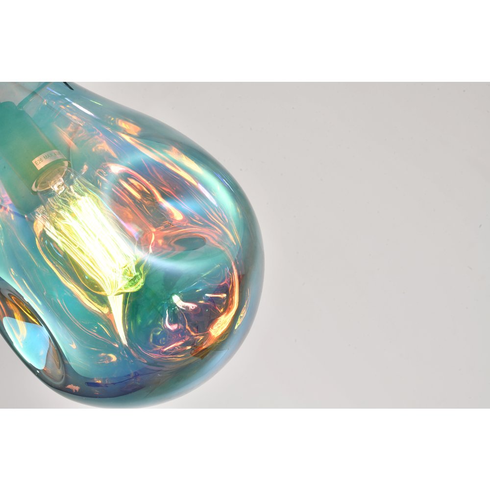 1-Light Black Single Pendant With A Blue Glass Shade. Picture 4