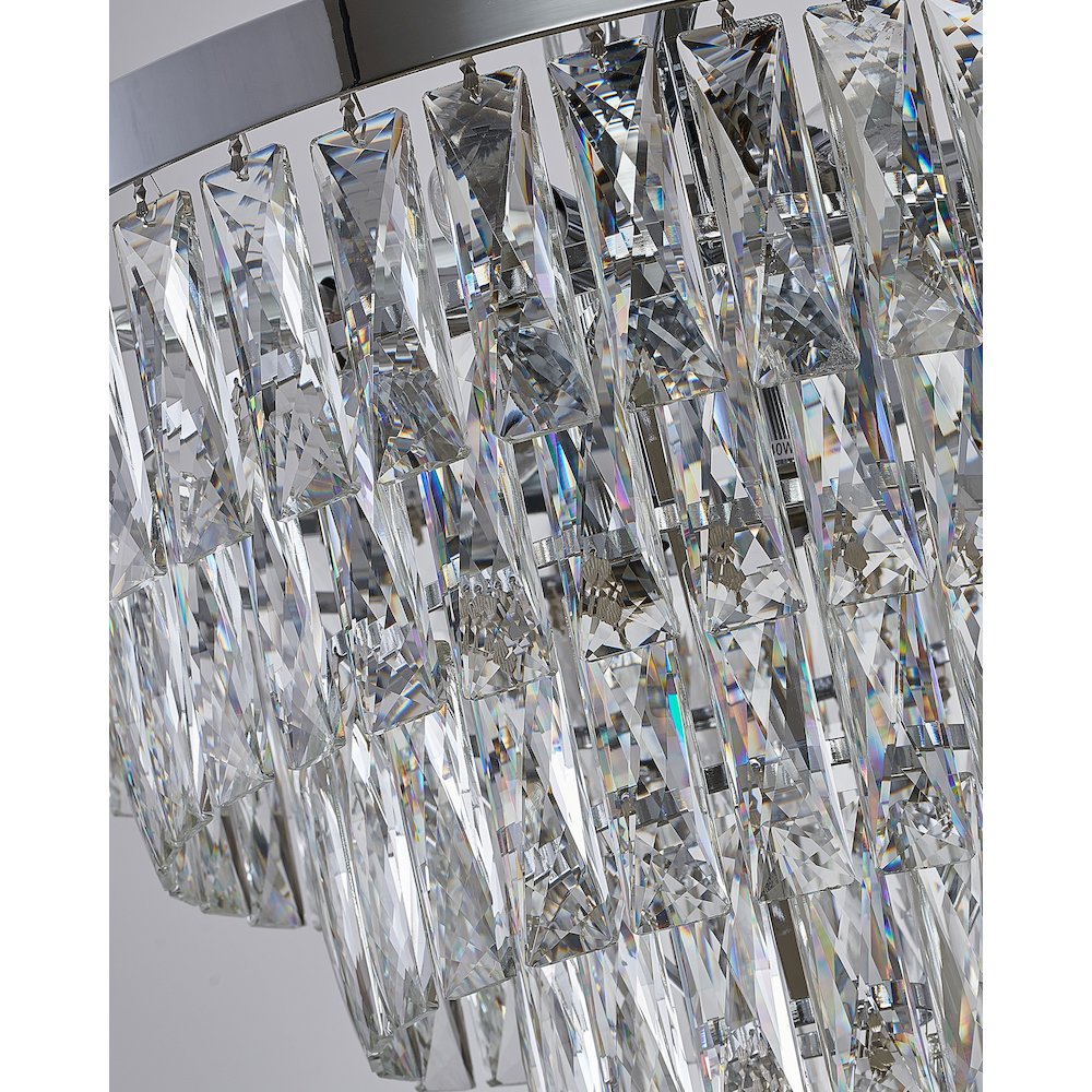 14-Light Chrome Metal Chandelier With Clear Crystals. Picture 3