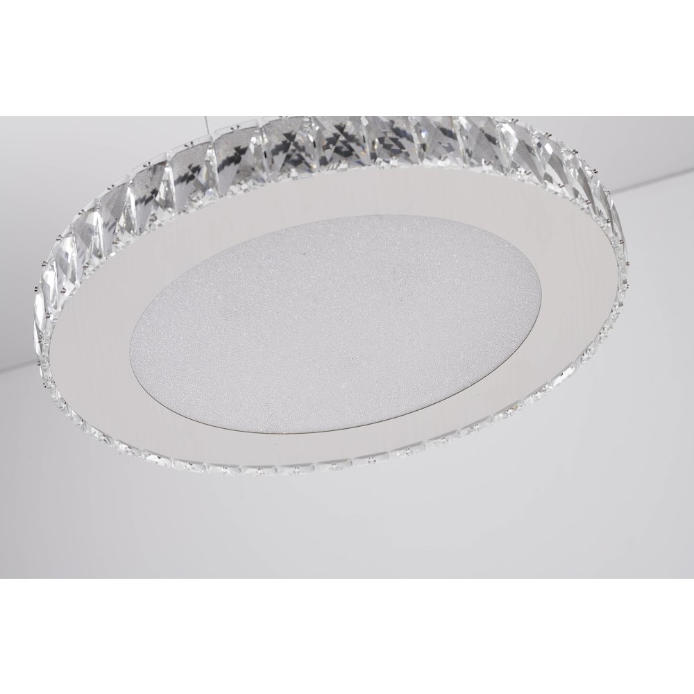 1-Light Chrome Dimmable LED Chandelier With Clear Crystals And A Diffuser. Picture 2