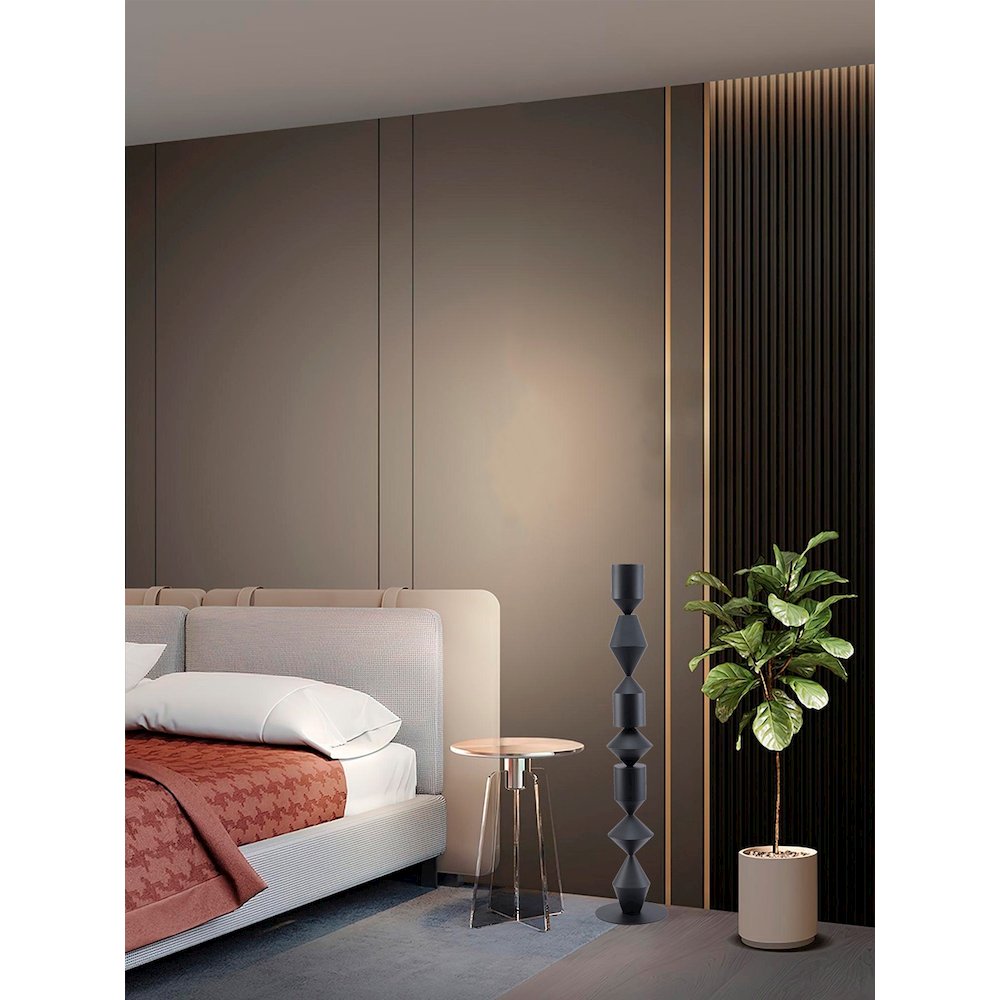 1-Light Black Iron Floor Lamp With A White Acrylic Shade. Picture 8