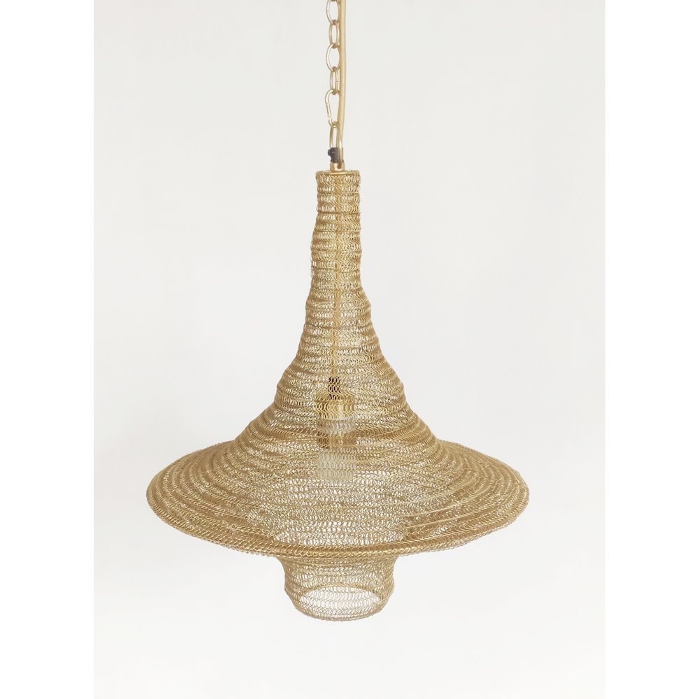 1-Light Gold Pendant With A Chain Basket Shade. Picture 2