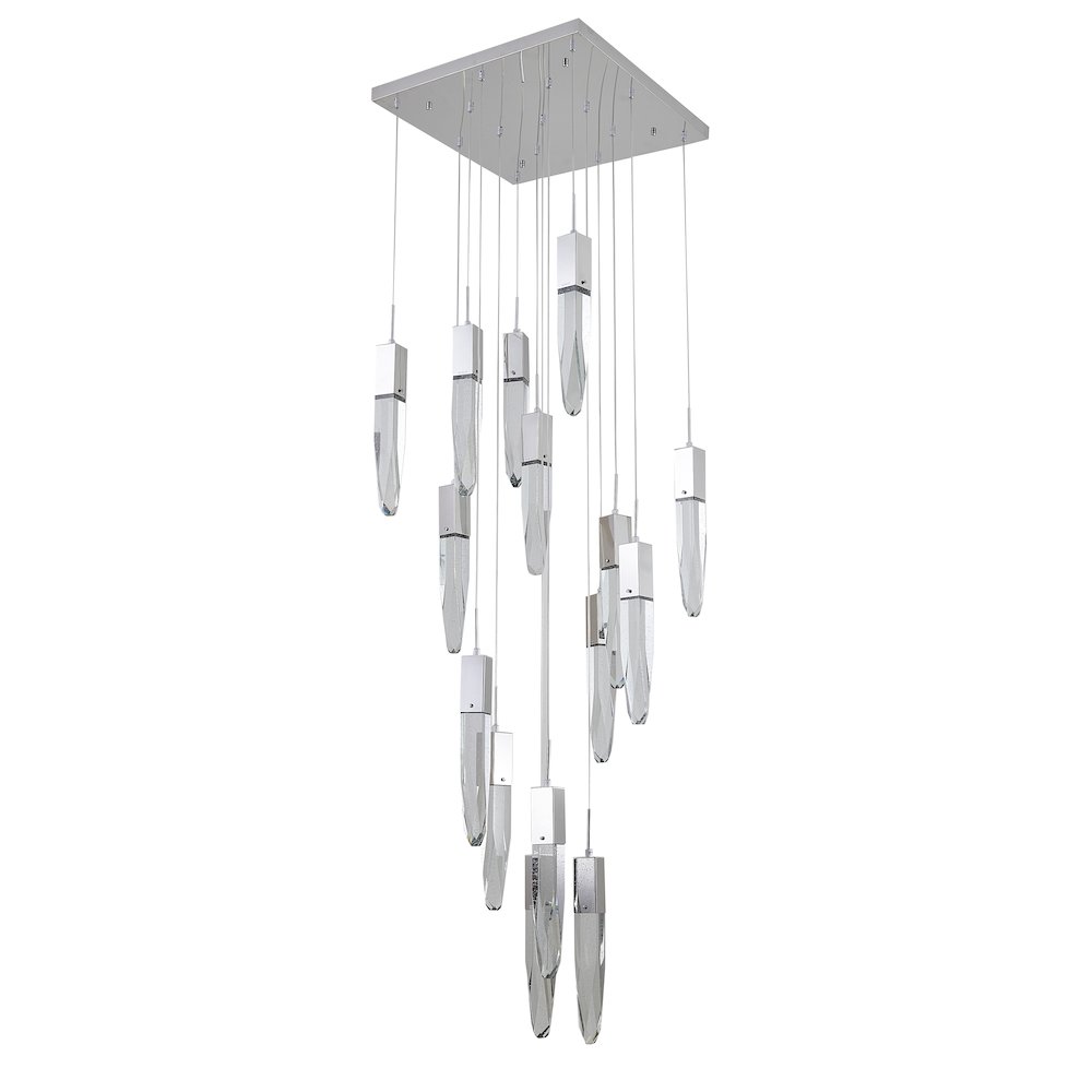 15-Light Chrome Chandelier With A Clear iceberg bubble Crystal. Picture 2
