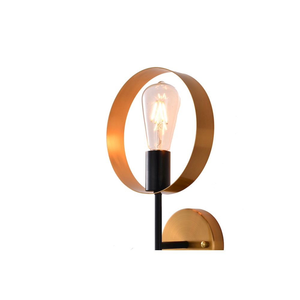 1-Light Black And Golden Bronze Metal Wall Sconce. Picture 3