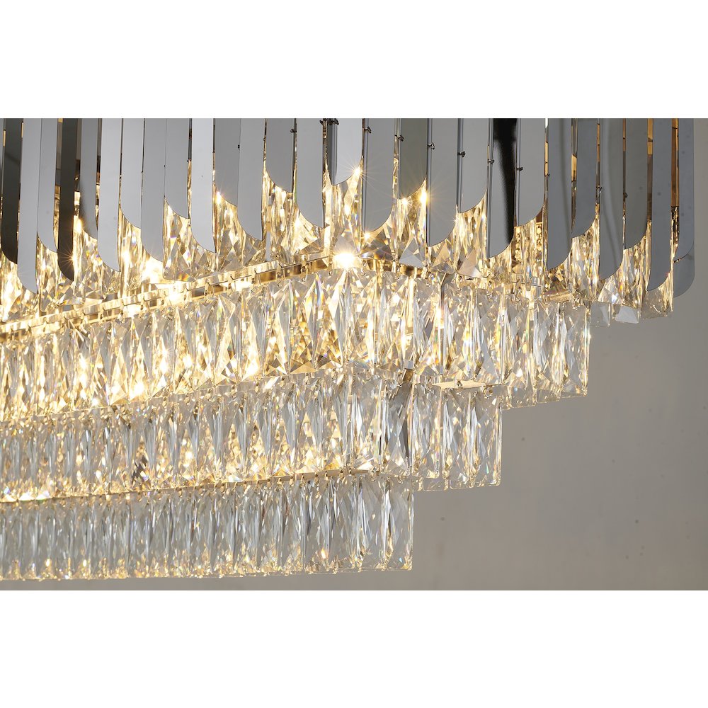 14-Light Chrome Stainless Steel Chandelier With Clear Crystal Accents. Picture 5