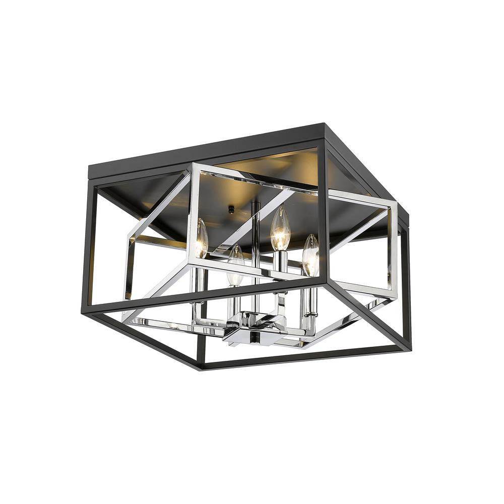 Flush Mount Black & Chrome Iron. Picture 1