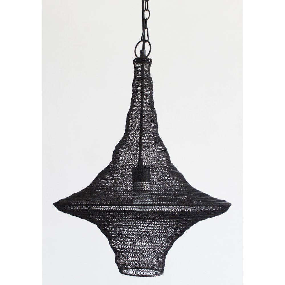 1-Light Satin Black Pendant With A Chain Basket Shade. Picture 2
