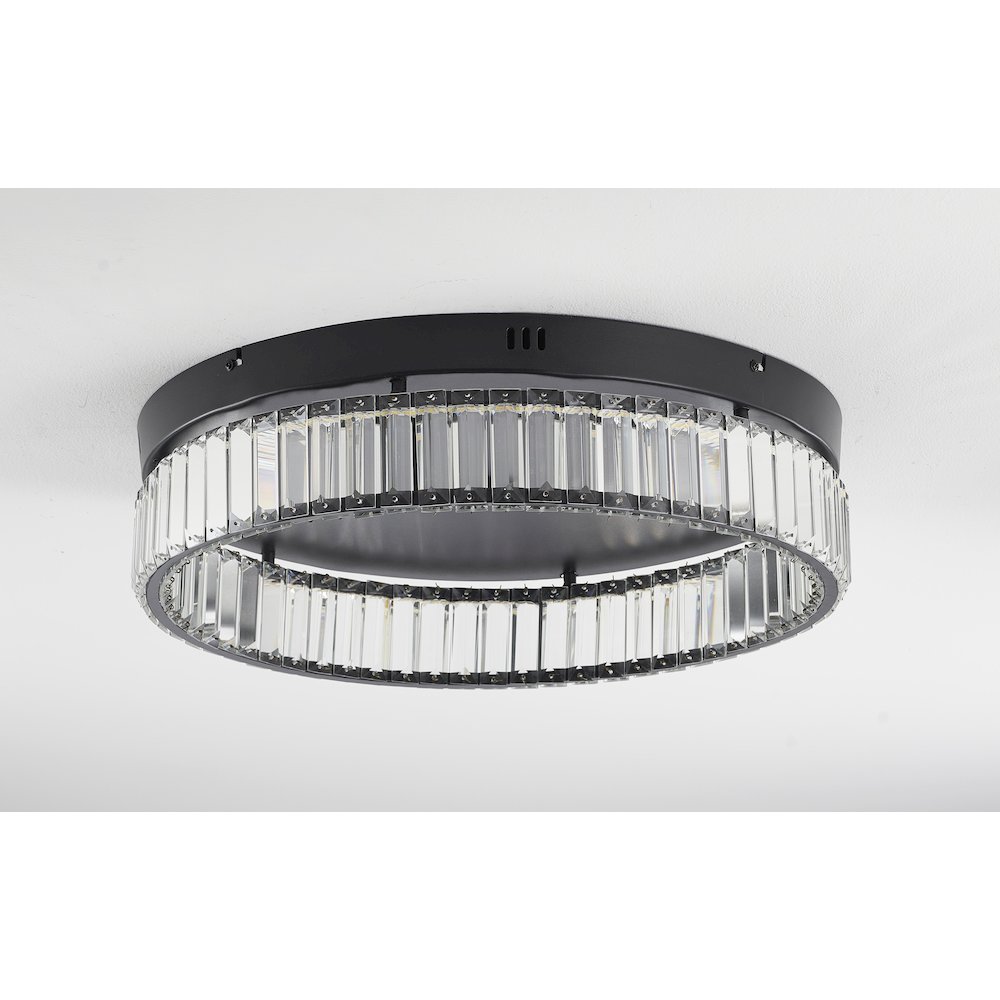 1-Light Satin Black Dimmable LED Flush Mount With Clear Crystals. Picture 4