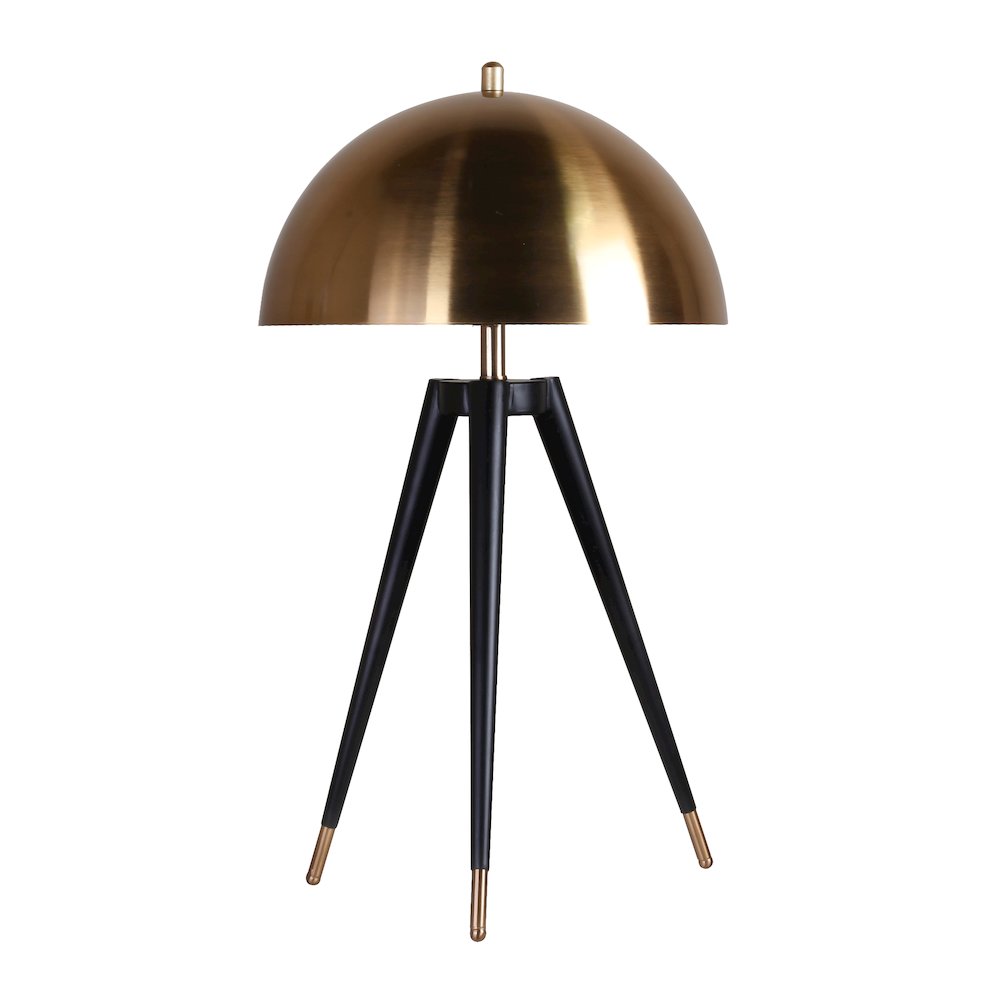 1-Light Black Table Lamp With A Gold Metal Shade. Picture 1