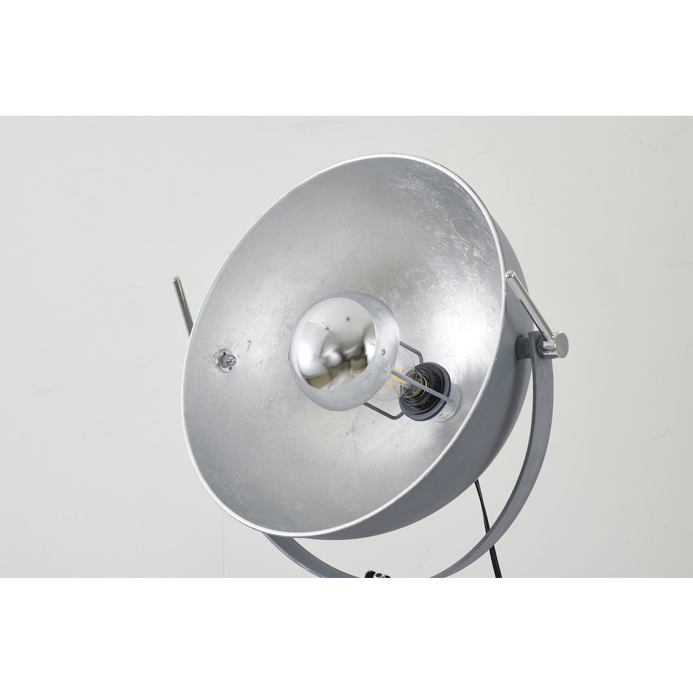1-Light Grey Metal Floor Lamp With A Silver Leaf Interior Shade. Picture 2