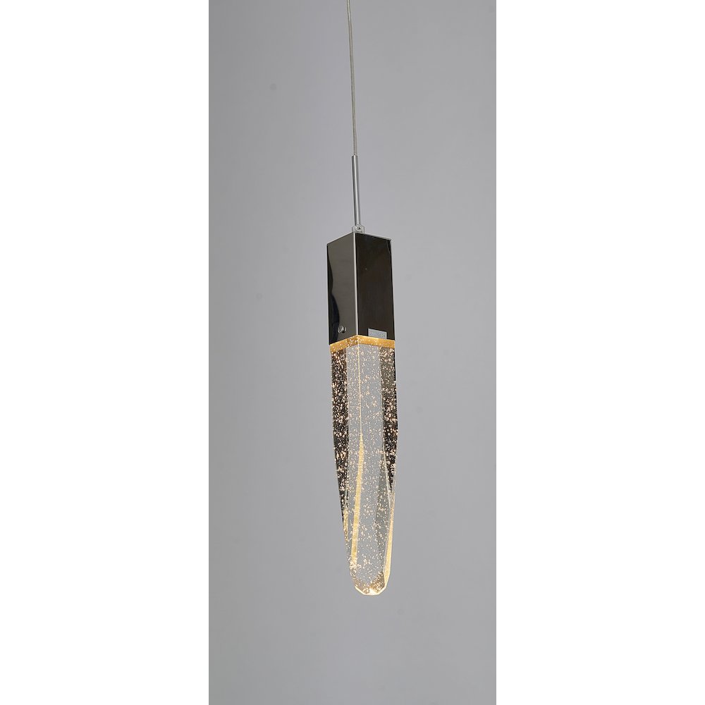 1-Light Matte Black Single Pendant With A Clear Iceberg Bubble Crystal. Picture 4