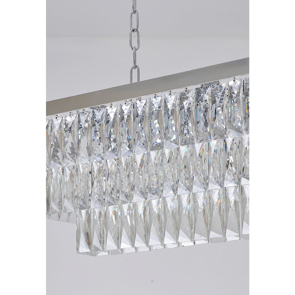 12-Light Chrome Metal Chandelier With Clear Crystal. Picture 5
