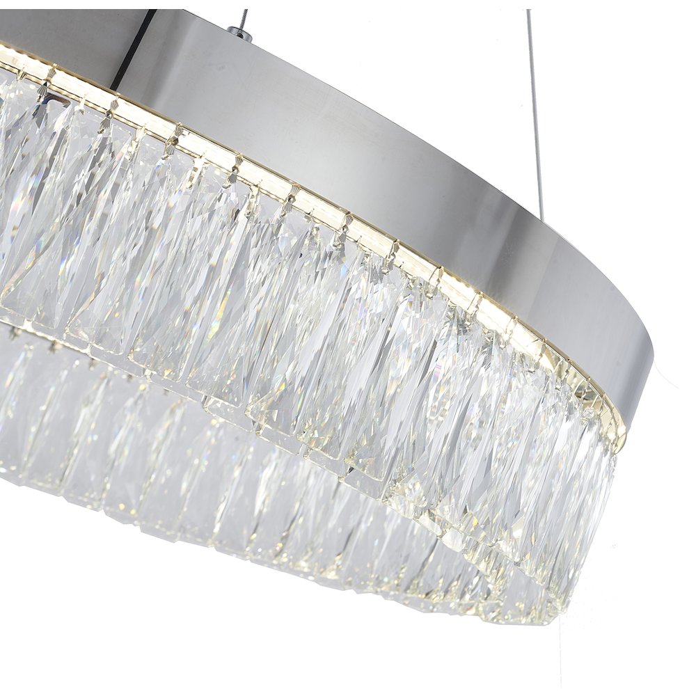 1-Light Chrome LED Chandelier With Clear Crystal Accents. Picture 3