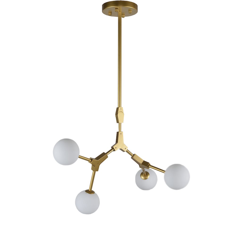 4-Light Gold Chandelier With White Glass Shades. Picture 2