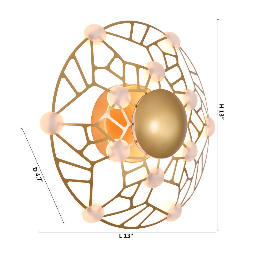 12-Light Gold LED Wall Sconce With Acrylic Diffusers. Picture 5