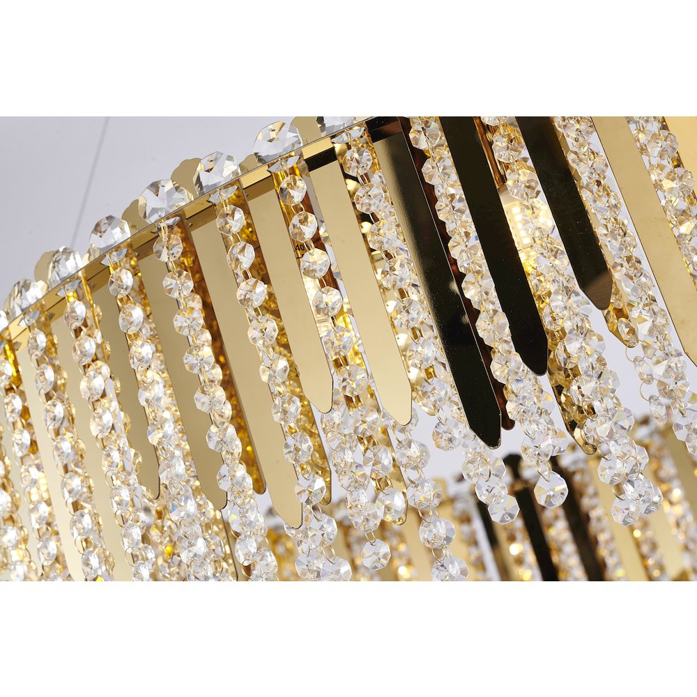 20-Light Gold Stainless Steel Chandelier With Clear Crystal Beads. Picture 1