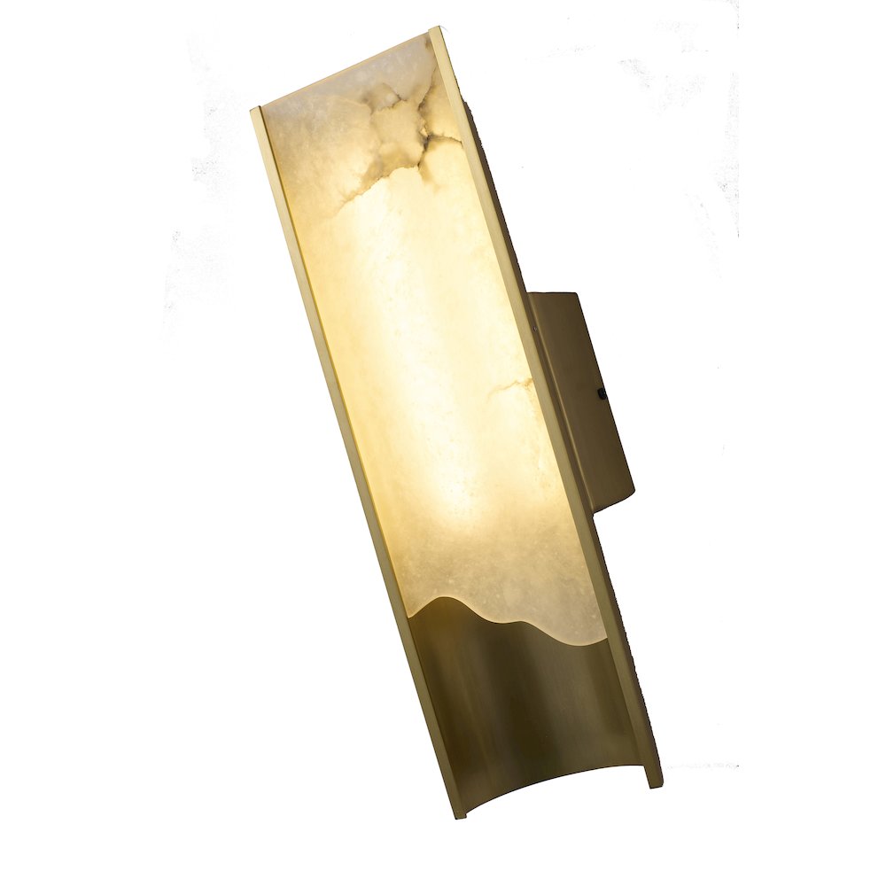 1-Light Stain Brass Aluminum LED Wall Sconce With White Alabaster Accents. Picture 3