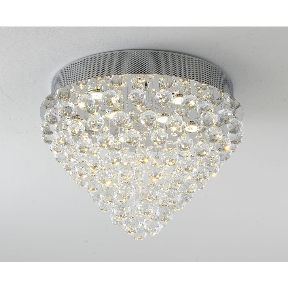 9-Light Chrome Flush Mount With Clear Crystals. Picture 2