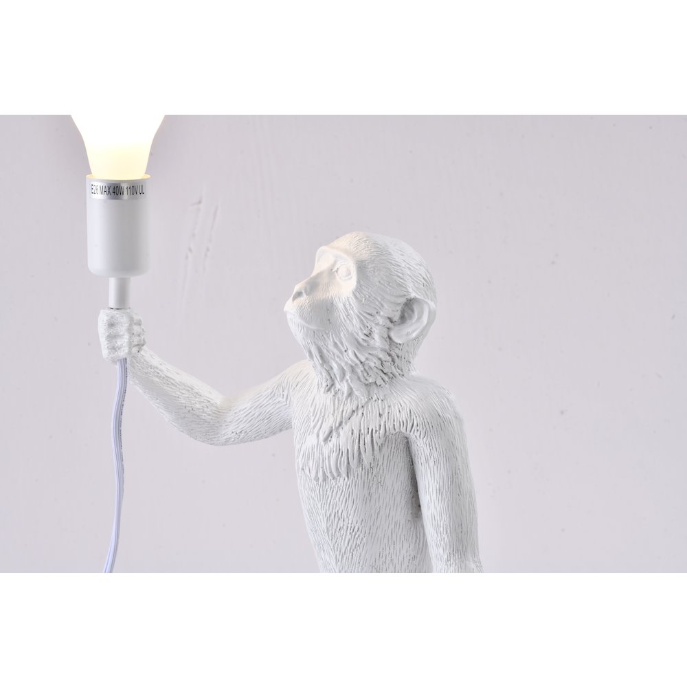 1-Light White Standing Resin Monkey Table Lamp. Picture 2