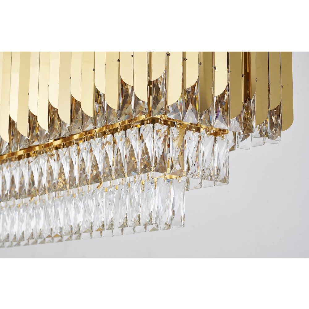 12-Light Gold Stainless Steel Chandelier With Clear Crystal Accents. Picture 5
