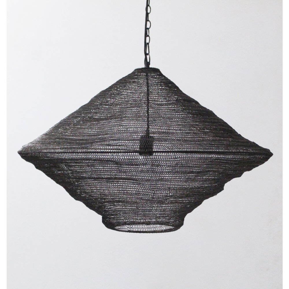 1-Light Satin Black Pendant With A Chain Basket Shade. Picture 2