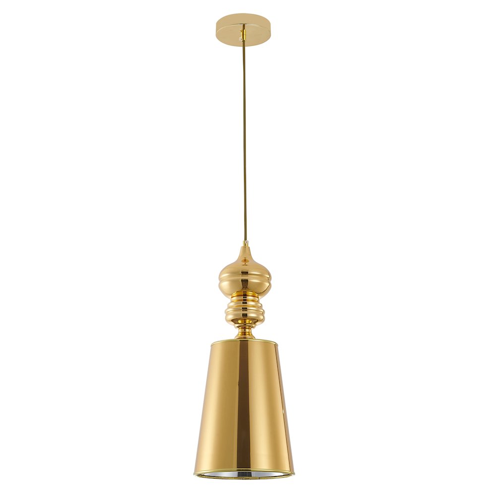 1-Light Polished Gold Shaded Single Pendant. Picture 2