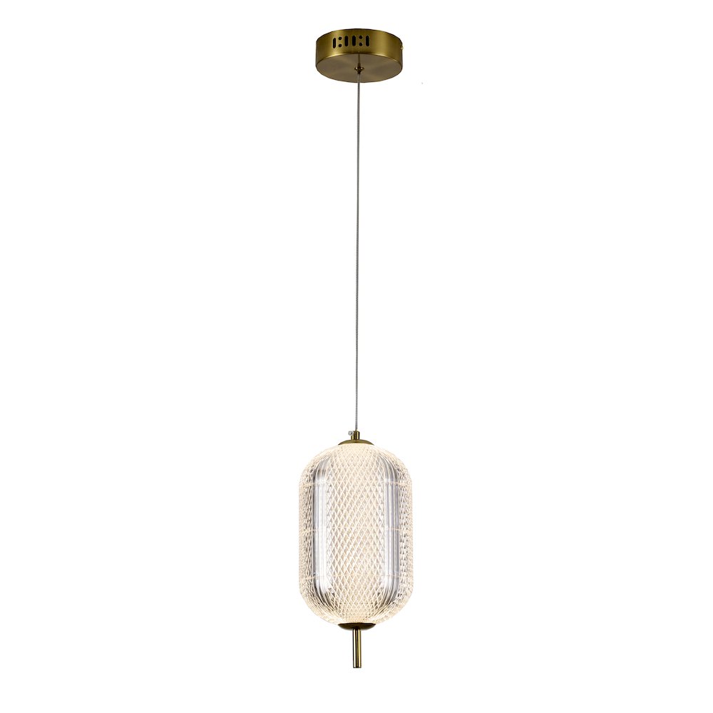 1-Light Brass Dimmable LED Single Pendant With A Clear PC Shade. Picture 2