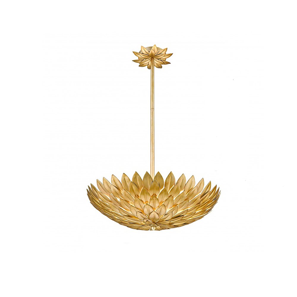 5-Light Gold Metal Leaf Chandelier. Picture 1