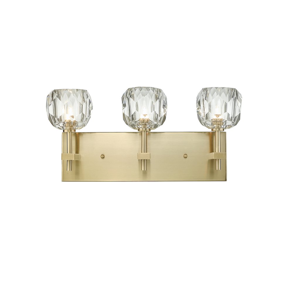 3-Light Gold Wall Sconce With Clear Crystal Shades. Picture 3